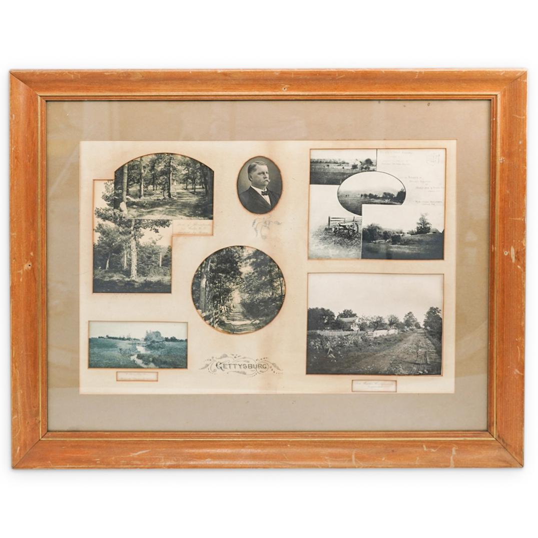 Gettysburg College: DESCRIPTION: An antique collage of Gettysburg documents in frame. CIRCA: 19th Century. ORIGIN: USA DIMENSIONS: H: 28" x L: 34" Have a similar item to sell? Contact: Info@Akibaantiques.com. CONDITION: