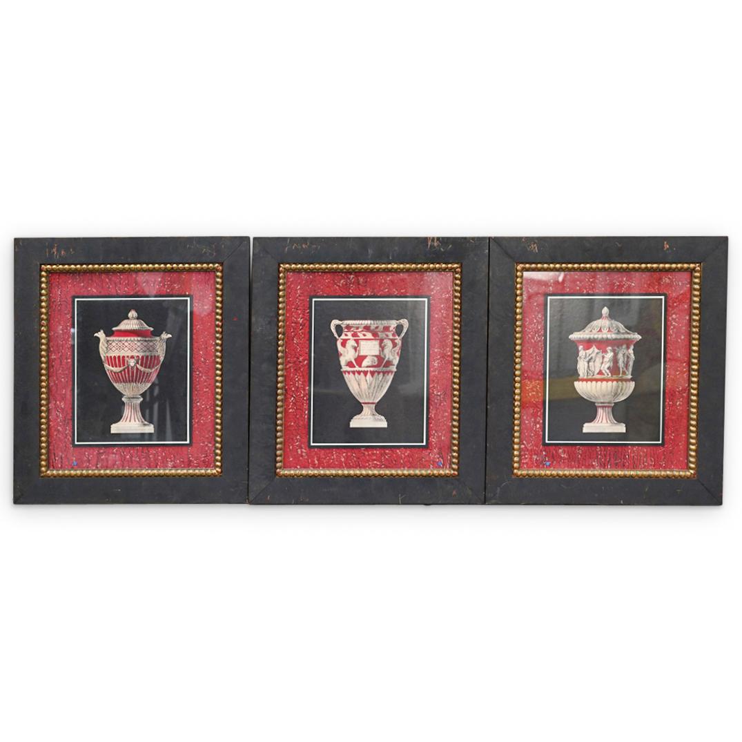 (3 Pc) Antonini Vase Colored Prints (1 of 9)