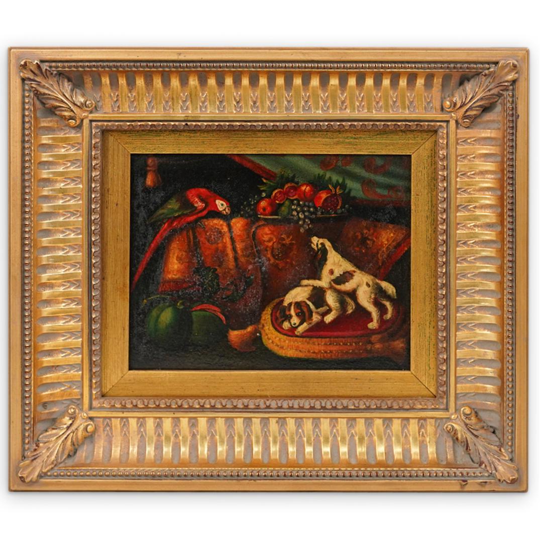 Still Life Oil Painting With Dogs & Birds (1 of 7)