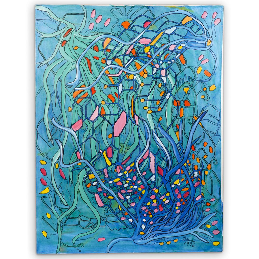 Signed Bruno Abstract Painting On Canvas (1 of 8)