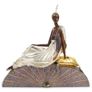 Romain de Tirtoff "Erte" (1892-1990) "King's Favorite": DESCRIPTION: Romain de Tirtoff "Erte" (Russian/French, 1892-1990) "King's Favorite" figural bronze sculpture. Features a reclining women on ornate plinth with gilt and polychrome finishes. Impressed: