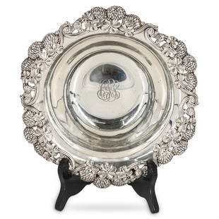 Tiffany & Co. Sterling Clover Blossom Bowl: DESCRIPTION: Tiffany & Co. sterling silver clover blossom decorated bowl. Hallmarked: "Tiffany & Co. 13730, Makers, 5363, Sterling Silver, 925-1000, M, 9 IN." CIRCA: 19th Cent. ORIGIN: USA DIMENSIONS: