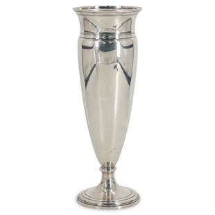 Tiffany & Co. Sterling Silver Vase: DESCRIPTION: Tiffany & Co. sterling silver vase with minimalistic form. Hallmarked: "Tiffany & Co. 20696, Makers 6135, Sterling Silver, 925-1000, M" CIRCA: Early to Mid 20th Cent. ORIGIN: USA