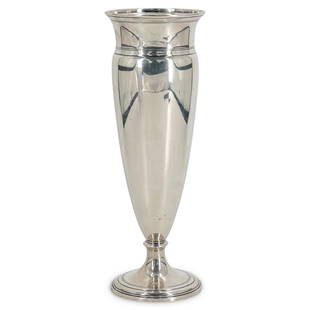 Tiffany & Co. Sterling Silver Vase: DESCRIPTION: Tiffany & Co. sterling silver vase with minimalistic form. Hallmarked: "Tiffany & Co. 20696, Makers 6135, Sterling Silver, 925-1000, M" CIRCA: Early to Mid 20th Cent. ORIGIN: USA