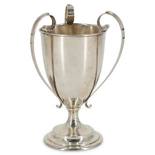 Theodore B. Starr Sterling Triple Handled Cup: DESCRIPTION: Theodore B Starr sterling silver cup with triple scrolling handle design. Hallmarked: "Theodore B. Starr, New York, Sterling, 1328, 6 1/4 IN, 1PTS" CIRCA: 19th Cent. ORIGIN: USA