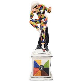 Monumental Ceccarelli Ceramic Harlequin Sculpture: DESCRIPTION: A Ceccarelli designed Harlequin Presented at Milan Design Week 2018, this alluring statue will elevate any interior decor. Nimble and flexible yet astute and clever, this statue of the