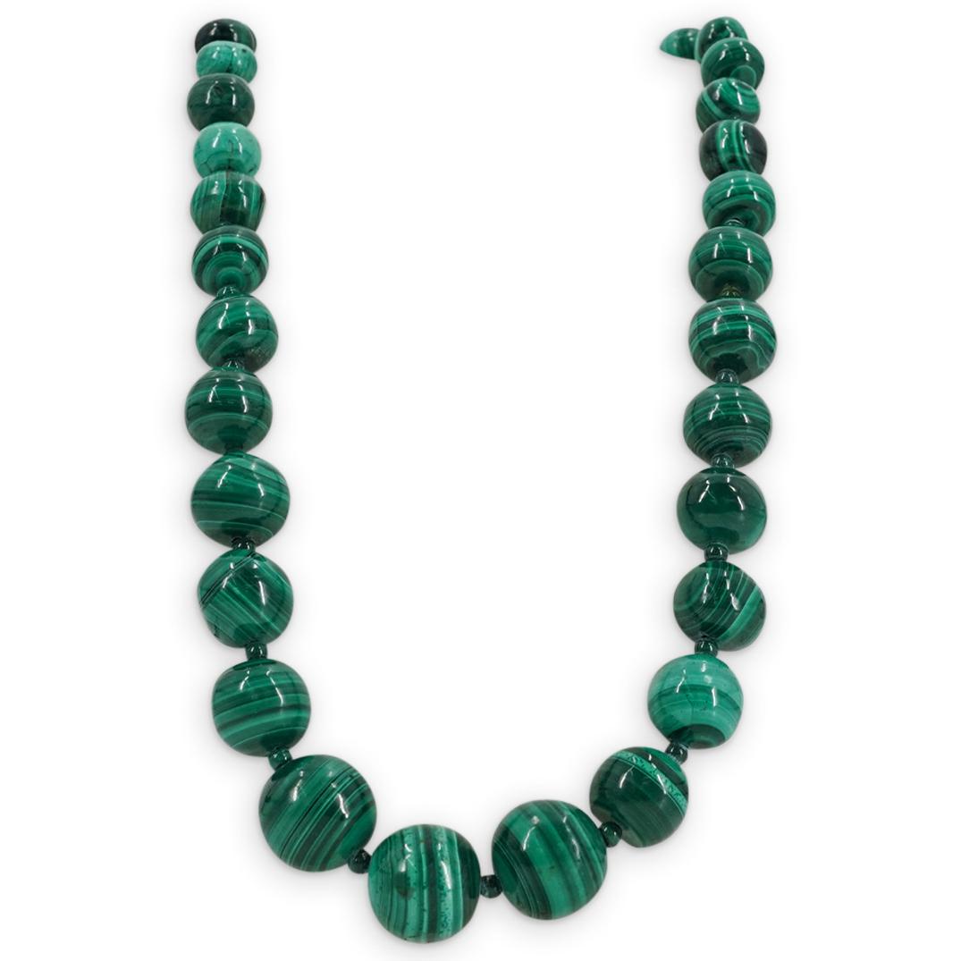 14K Gold & Malachite Beaded Necklace (1 of 4)