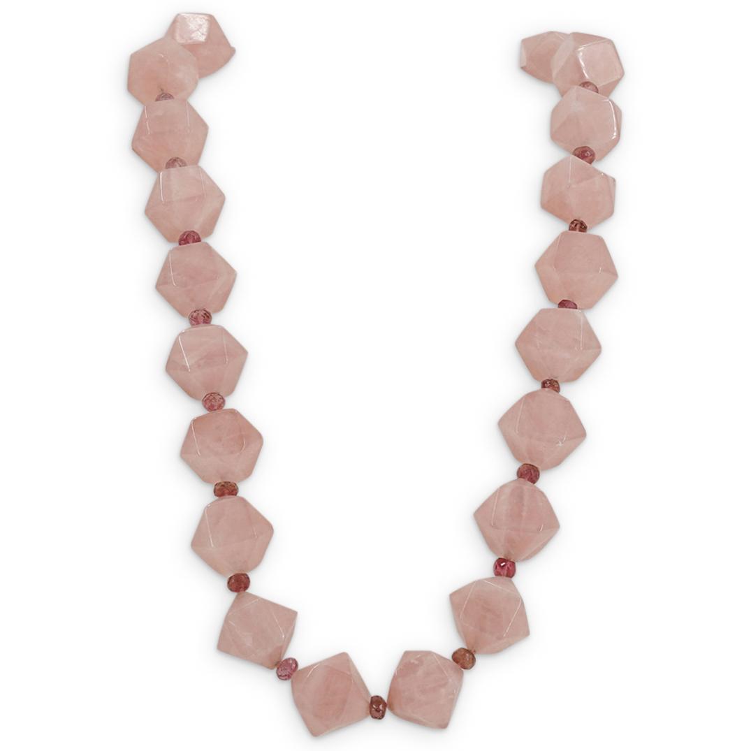 14K Gold Rose Quartz & Pink Tourmaline Necklace (1 of 3)