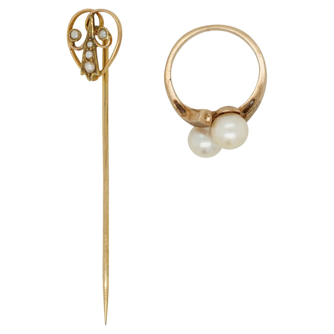 (2 Pc) 14k Gold Pearl Pina and Ring (1 of 6)