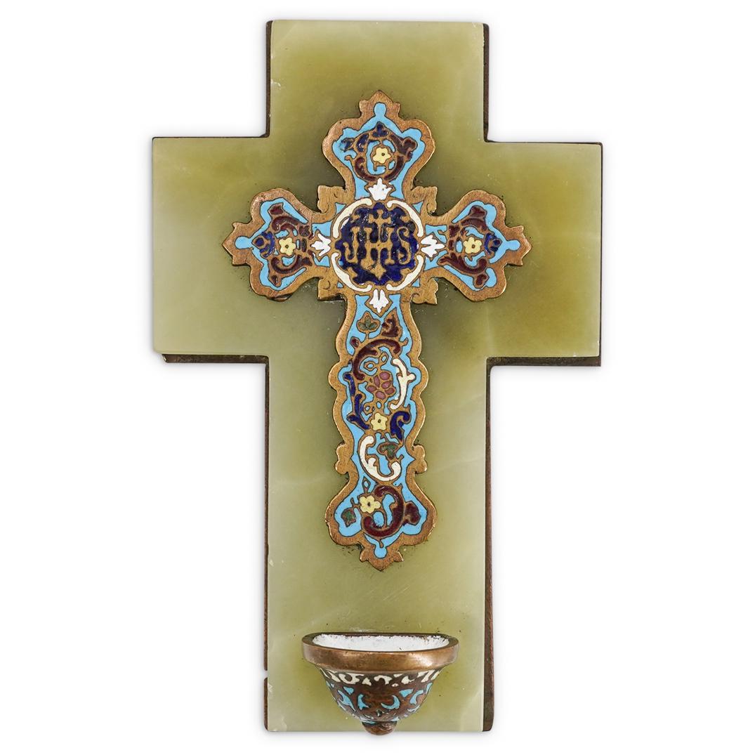 19t Cent. Green Onyx Holy Water Wall Font (1 of 4)