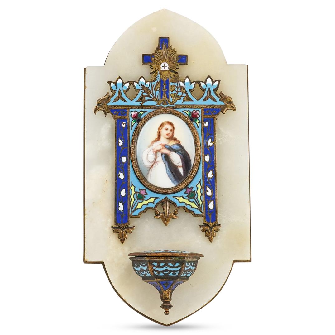 19th Cent. Holy Water Font With Youthful Christ (1 of 4)