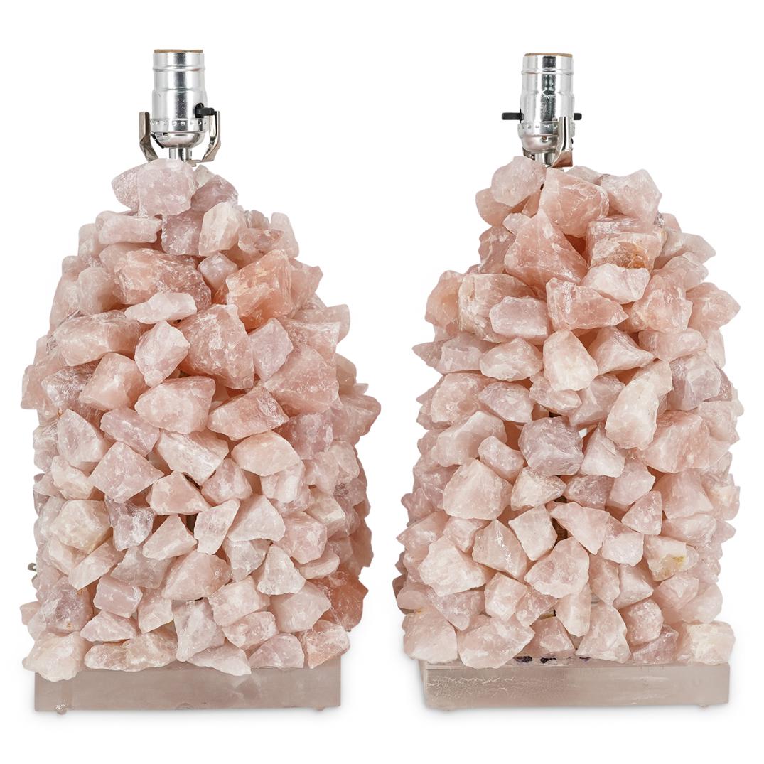 (2 Pc) Rock Crystal Quartz Table Lamps (1 of 9)