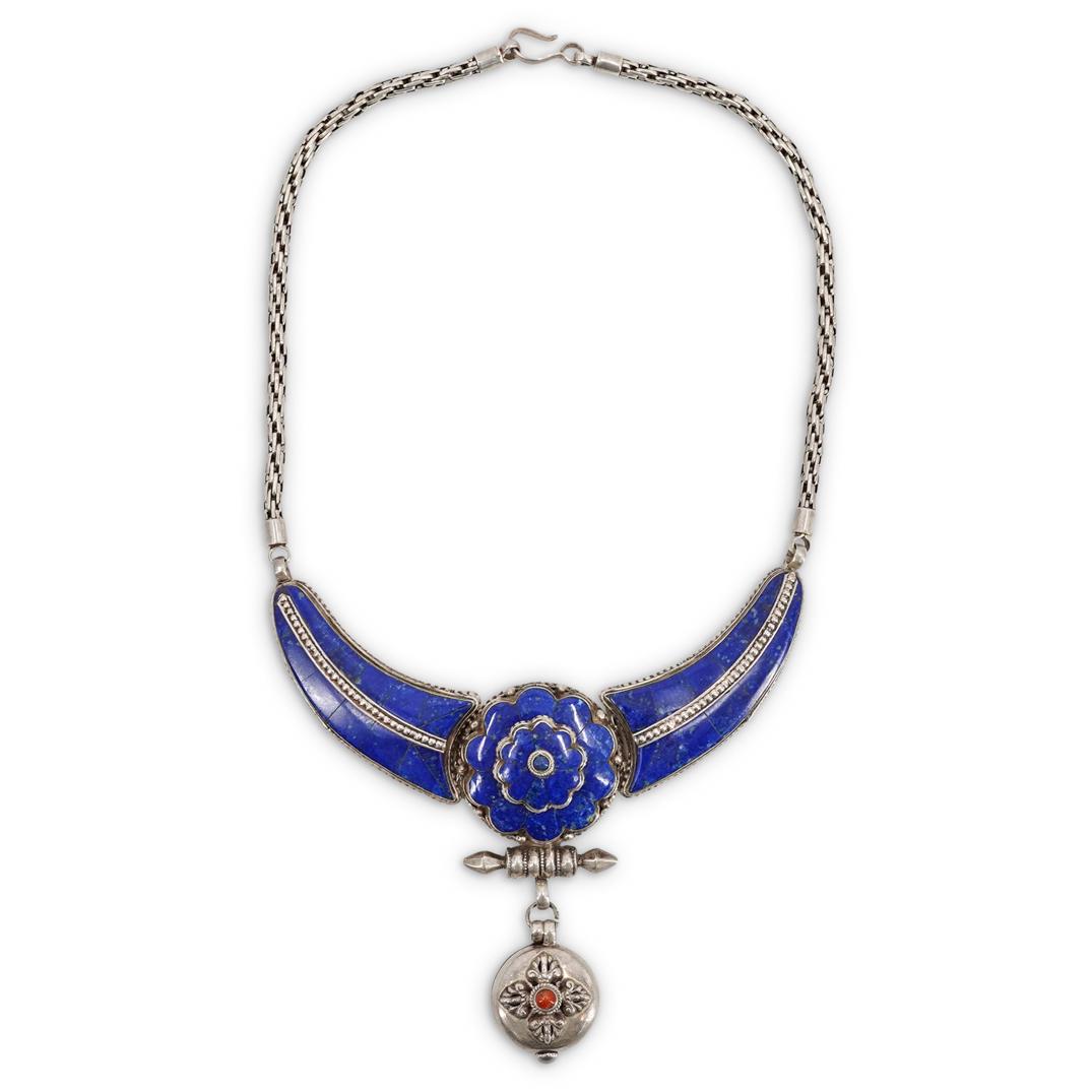 Vintage Chinese Sterling Silver, Lapis and Coral (1 of 6)