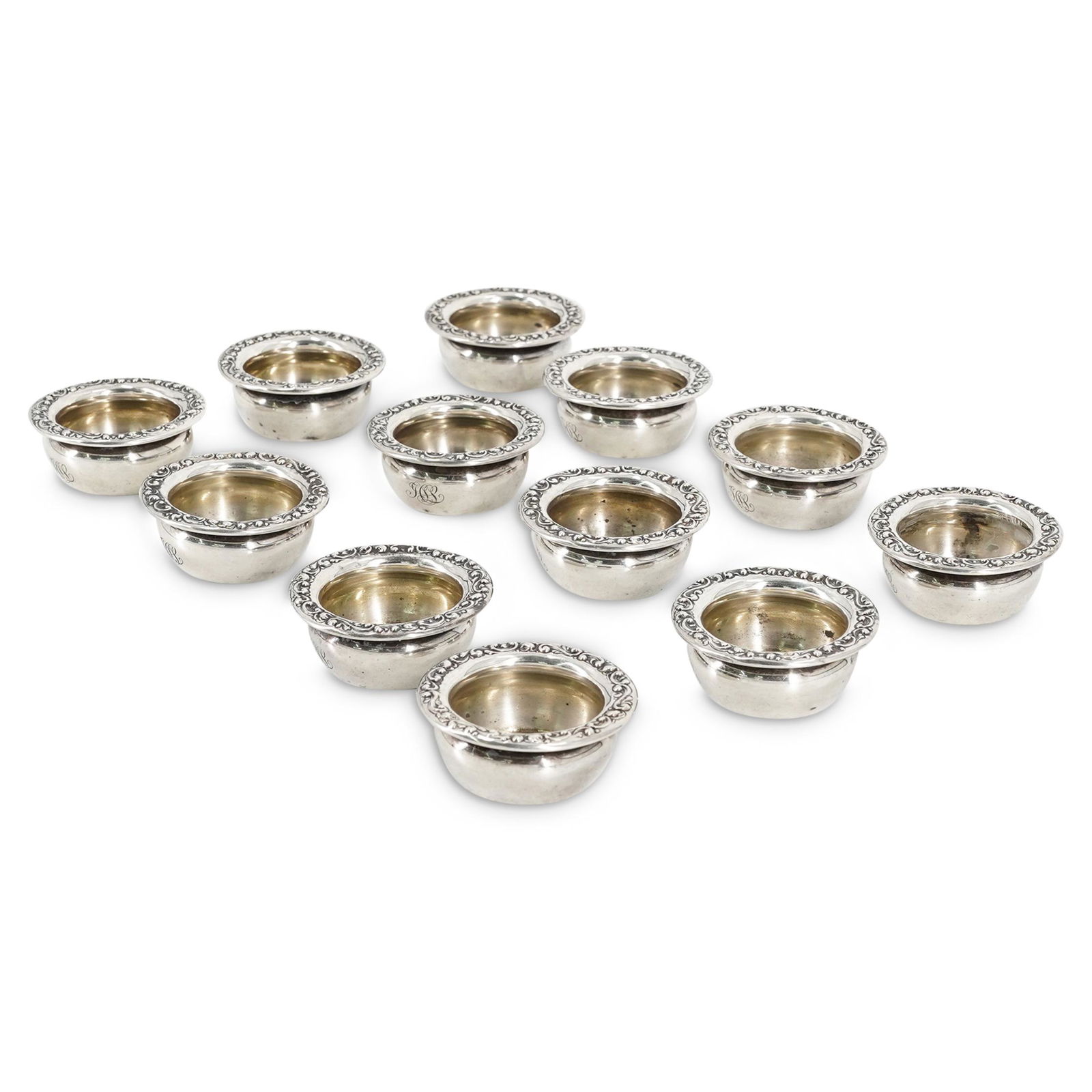 (12Pc) Gorham Sterling Silver Salt Cellar Set (1 of 5)