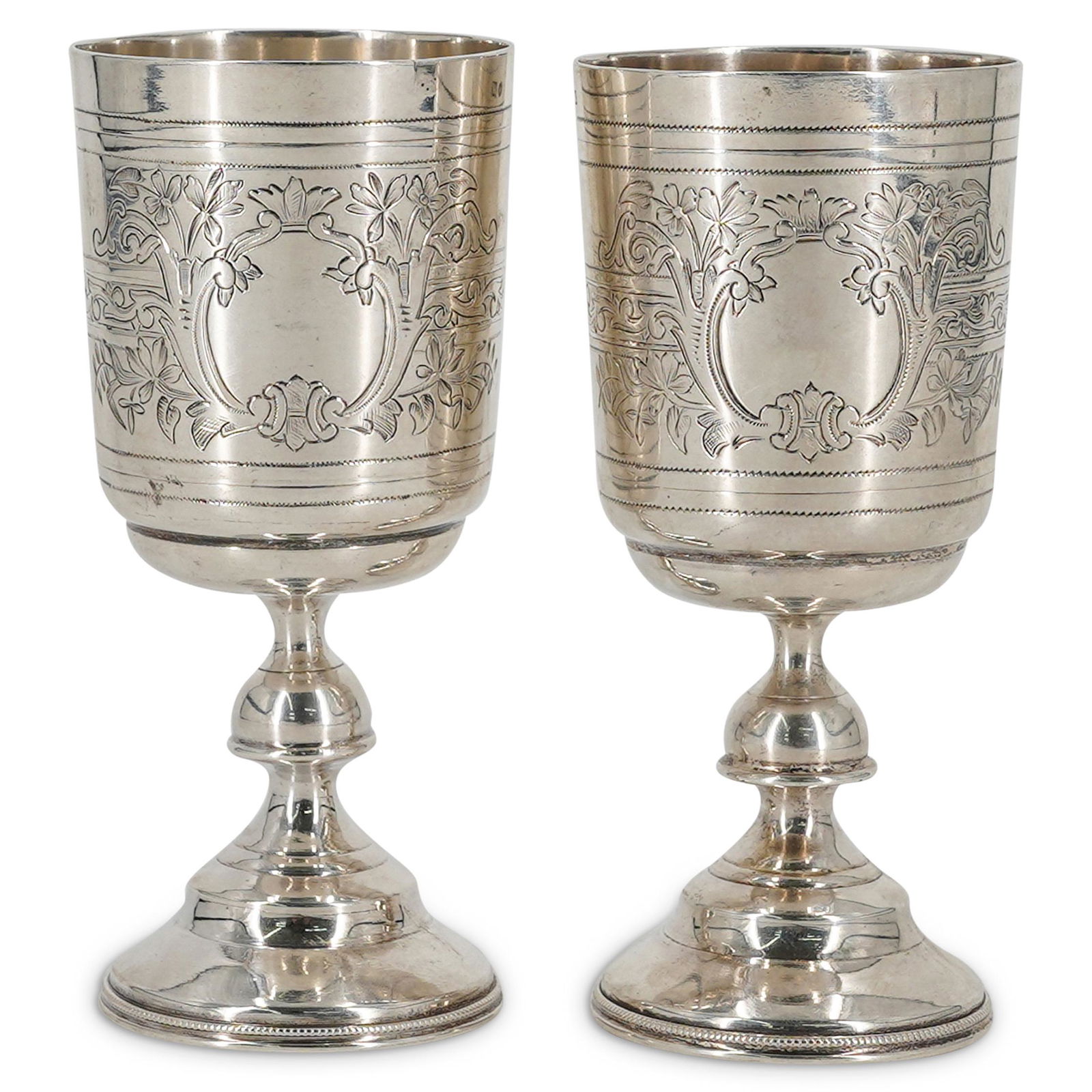 Pair of Russian Silver Kiddush Cups (1 of 8)