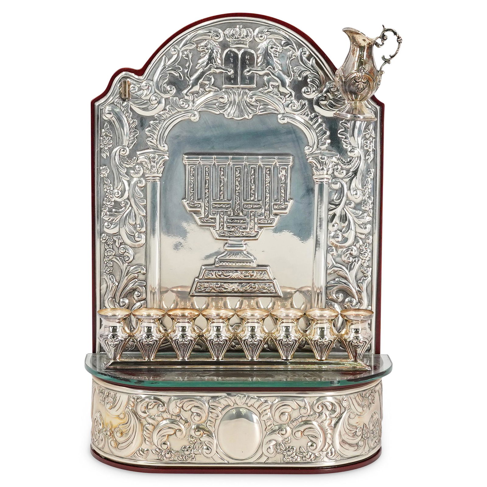 Hazorfim Sterling Menorah On Wooden Base (1 of 7)