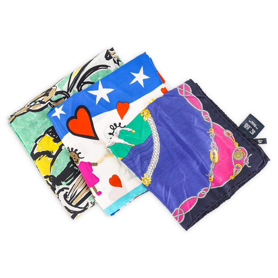 (3 Pc) Escada Silk Scarves Grouping Set (1 of 19)