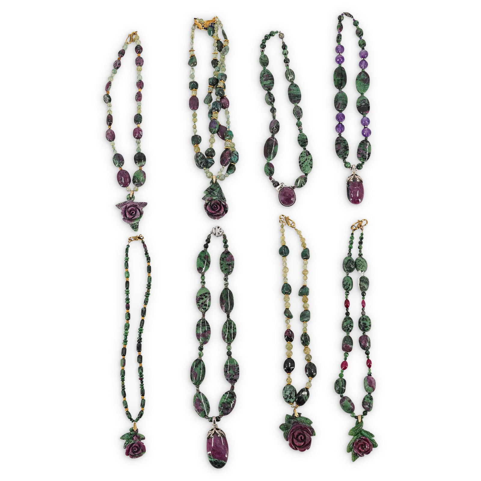 (8 Pc) Paulette Ruby and Semi Precious Stone Necklaces (1 of 20)