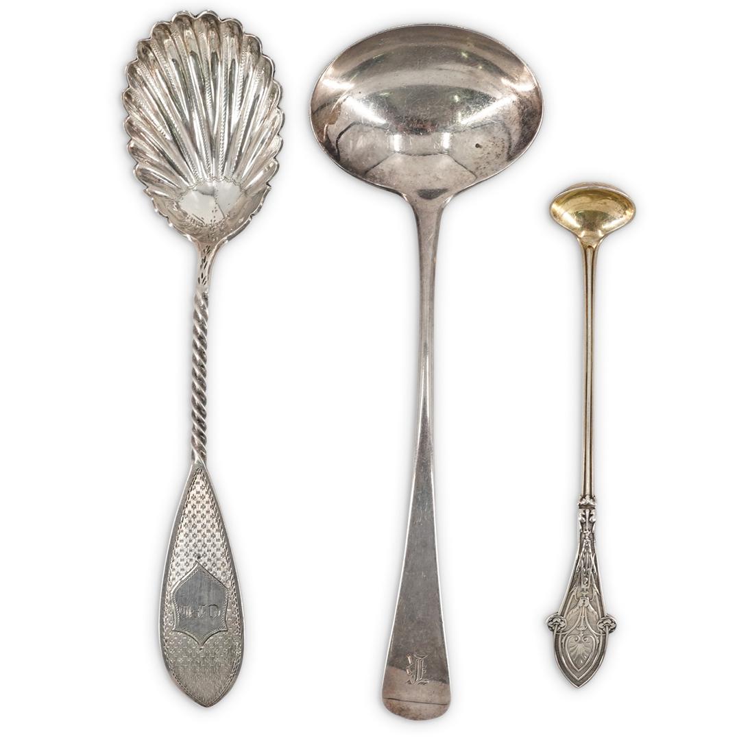 (2 pc) Scalloped Silver Spoon Lot (1 of 9)