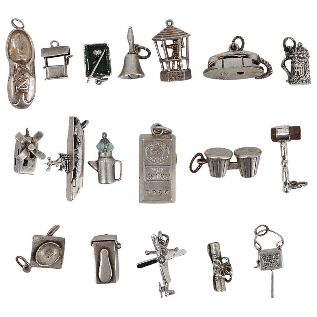 (17 pc) Figural Sterling Silver Charm Pendants (1 of 6)