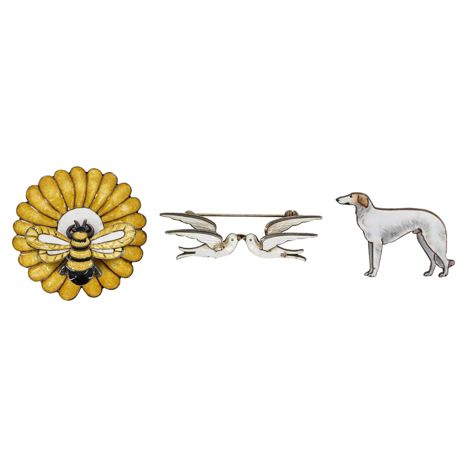 (3 Pc) Vintage Sterling and Enamel Pins (1 of 6)