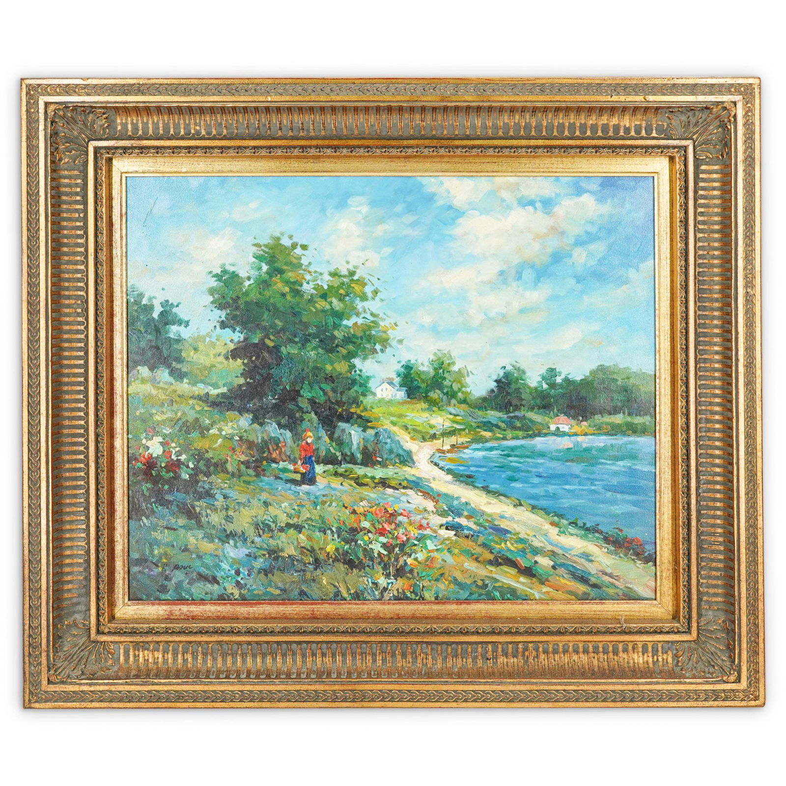 R. Paul Oil On Canvas Lakeside Scene (1 of 8)