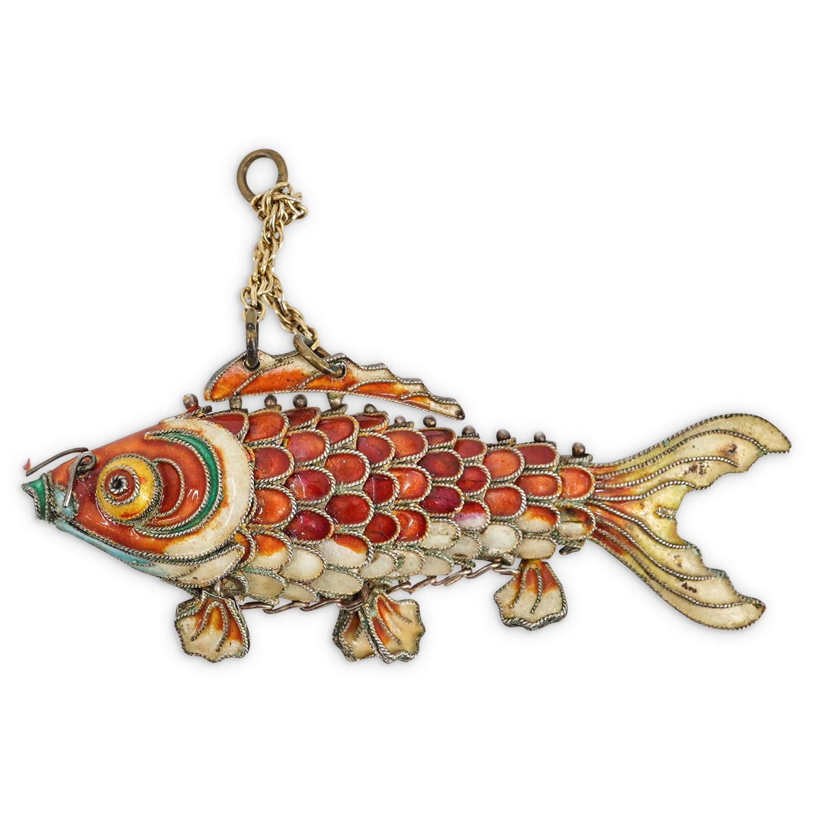 Sterling Silver And Enamel Koi Fish Pendant