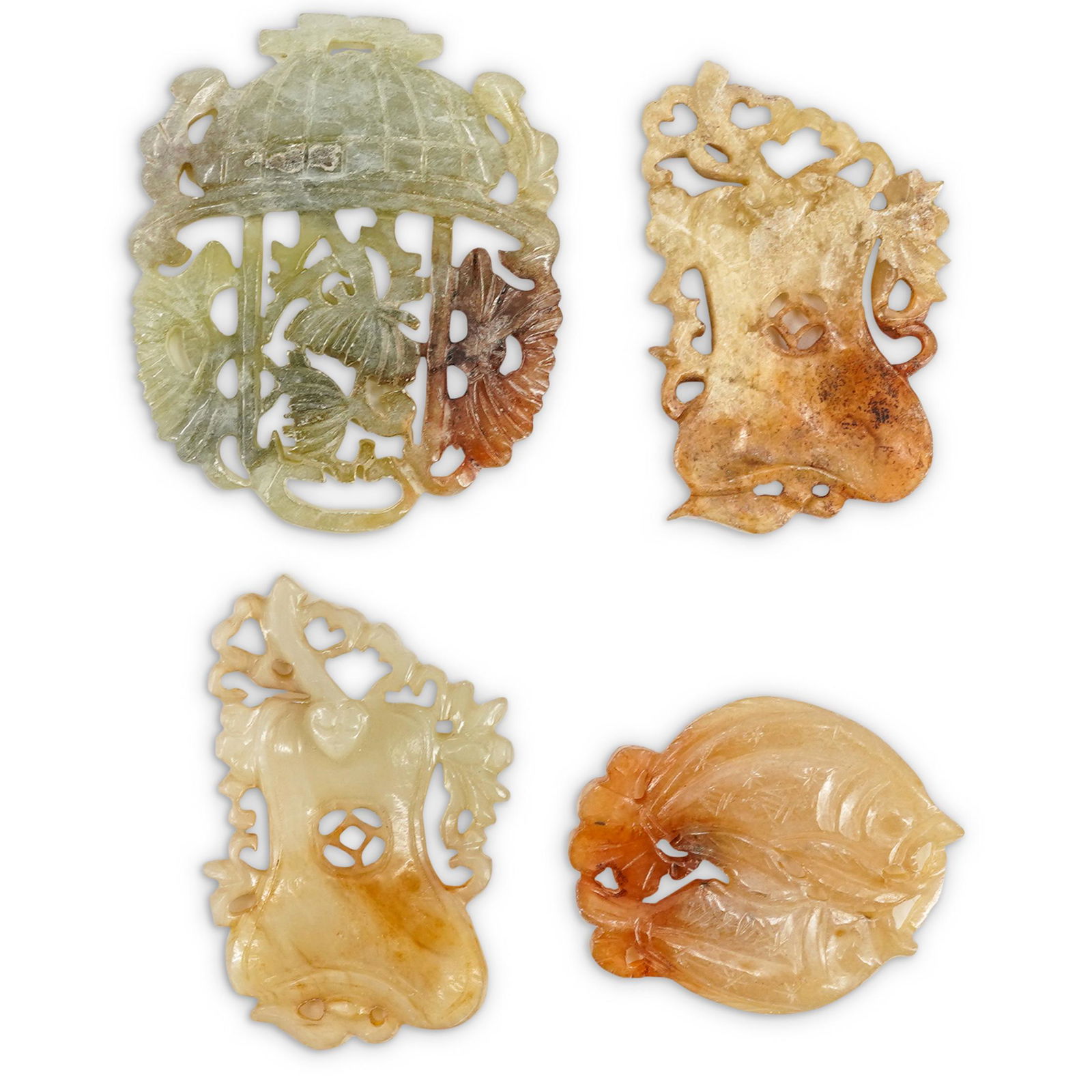 (4 Pc) Chinese Carved Jade Pendants (1 of 7)