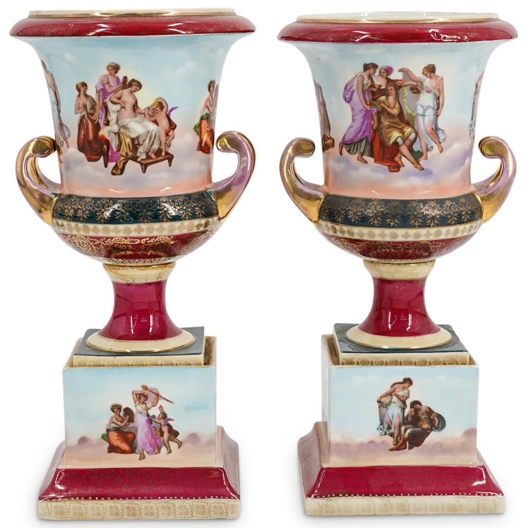 (2 pc) Royal-Vienna-Style Porcelain Vases (1 of 11)