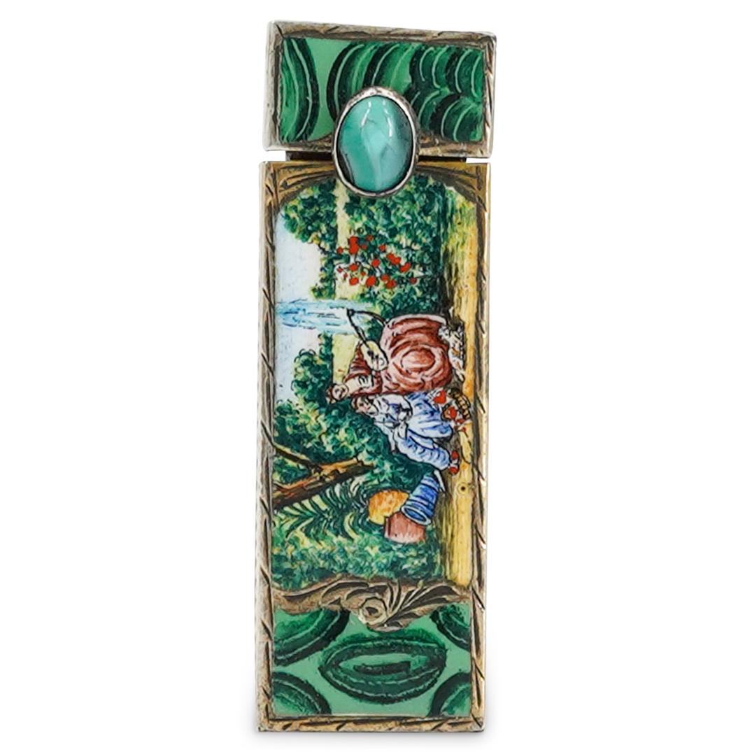 Italian Silver and Enamel Lipstick Case (1 of 3)