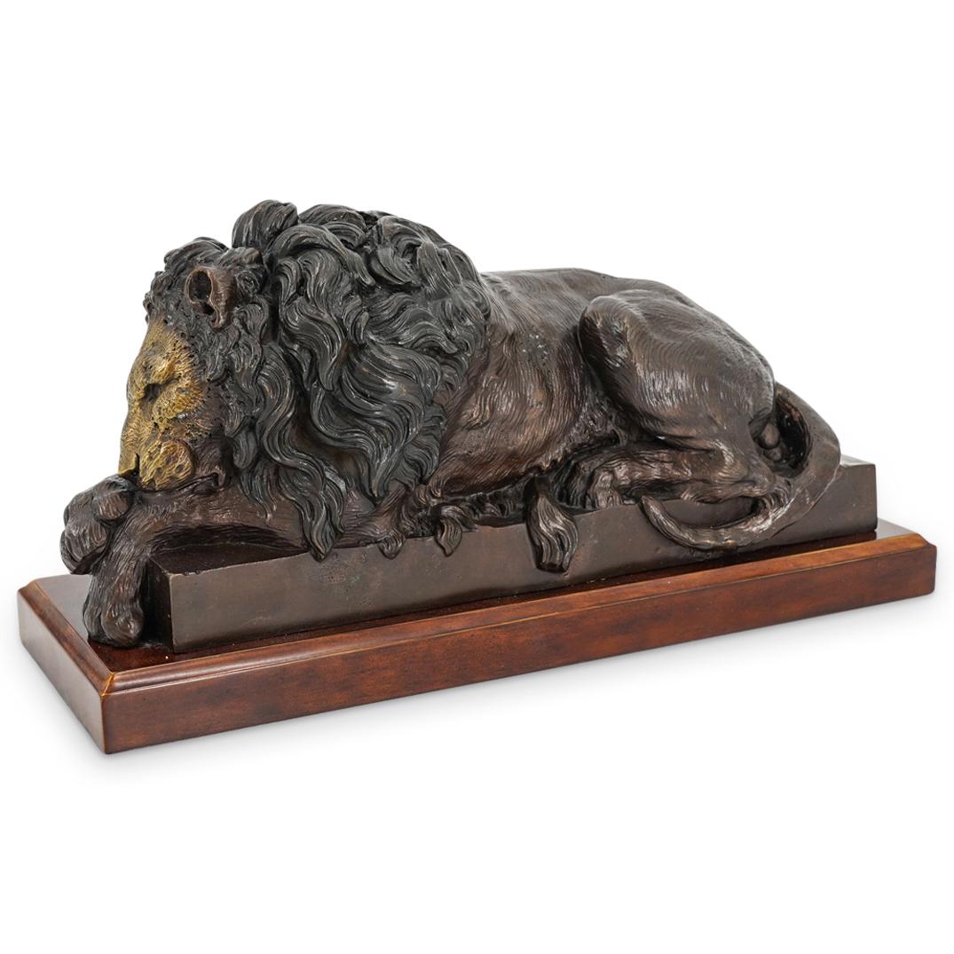 Bronze Resting Lion Sculpture (1 of 5)