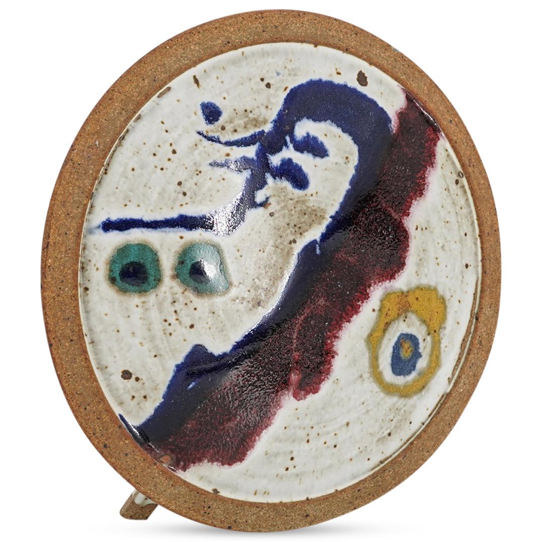 Mid-century Pottery Disc Vase (1 of 6)