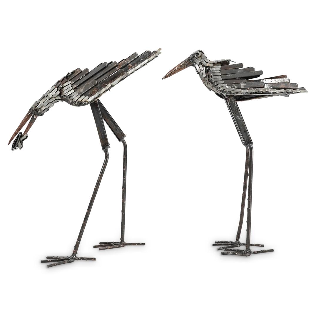 (2 pc) Glazed Metal Bird Sculptures (1 of 11)