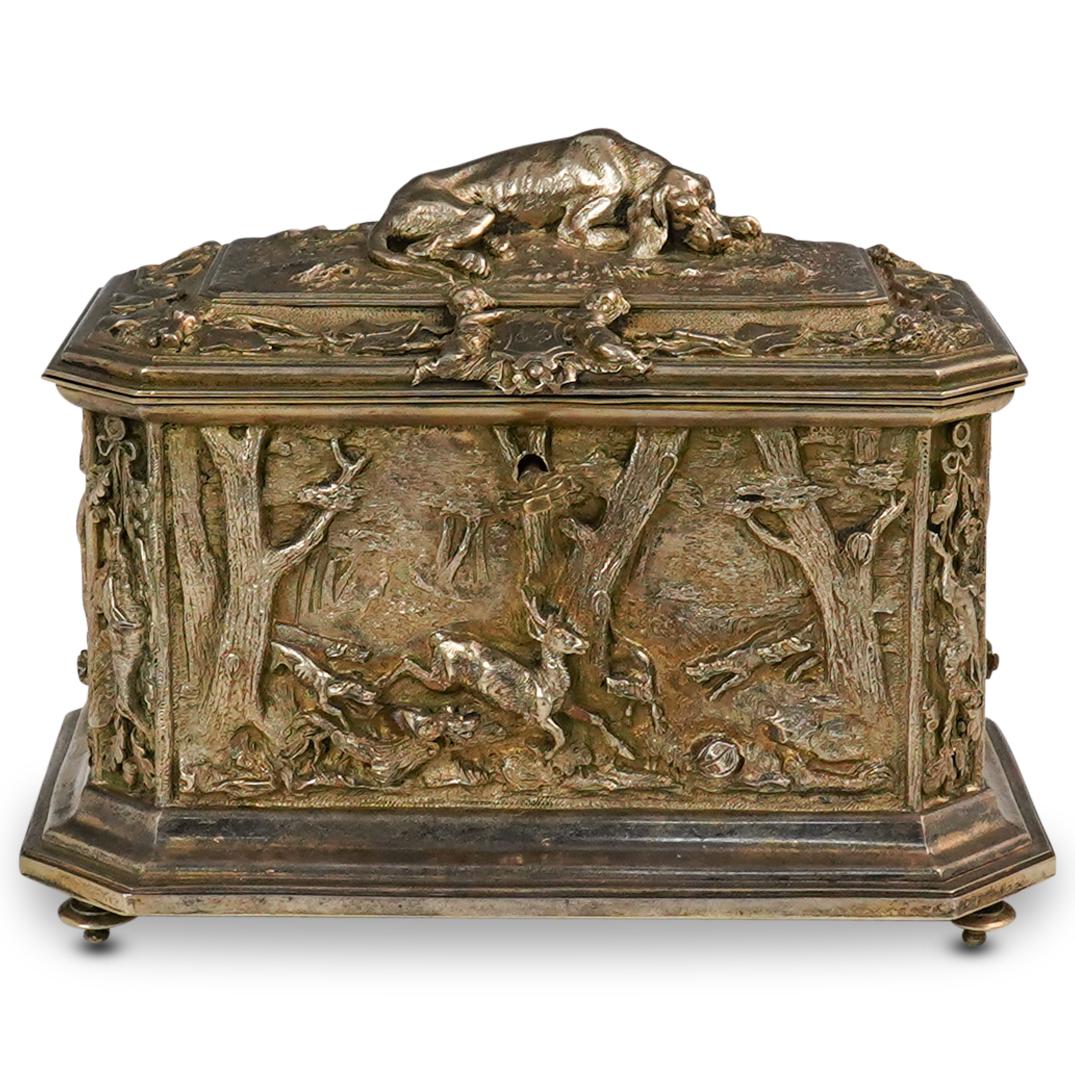 19th Cent. A.B. Paris Silver Bronze Figural Casket Box (1 of 6)