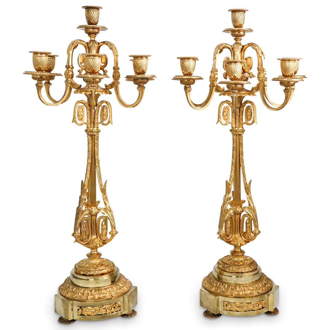 Antique French Gilt Bronze & Brass Candelabras (1 of 10)