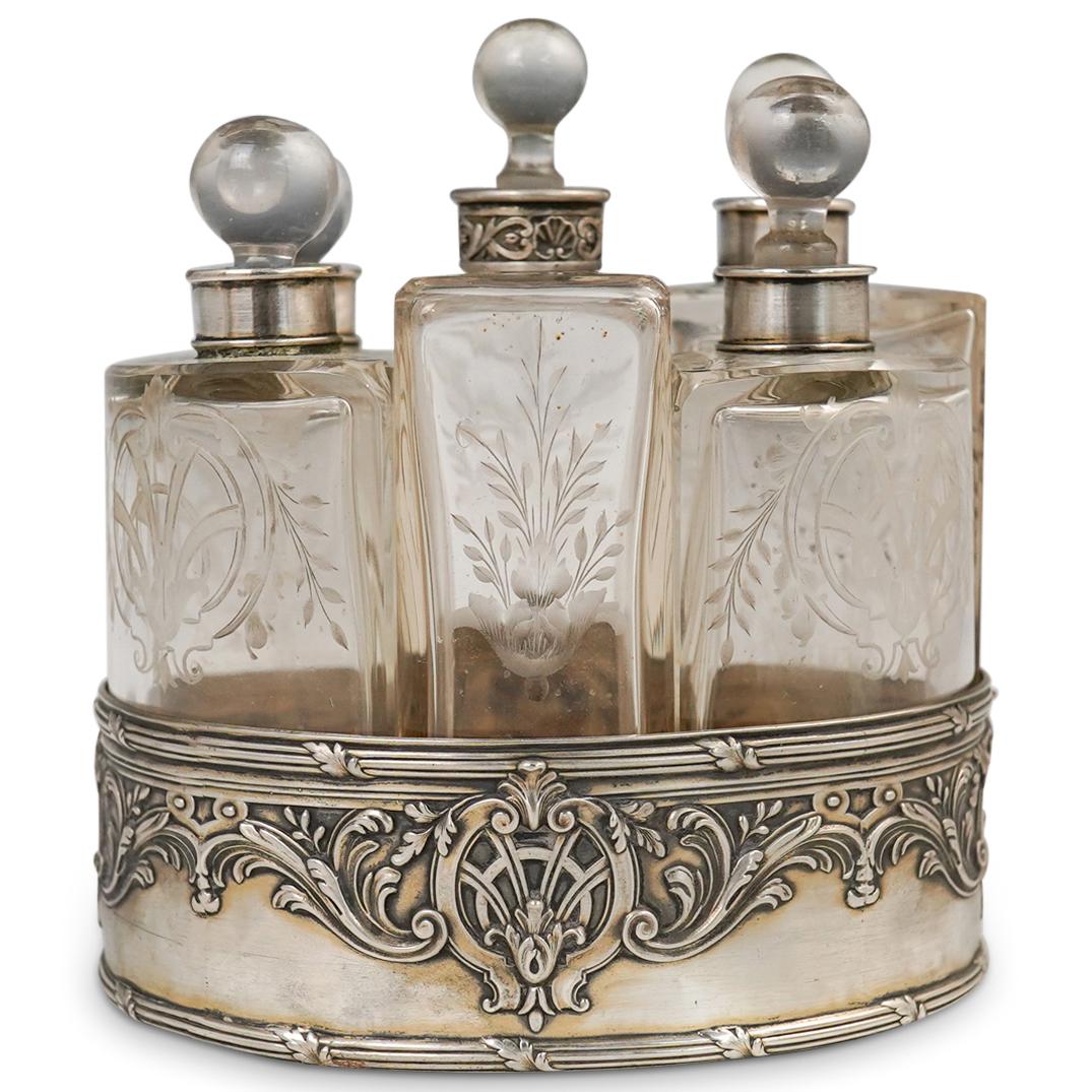 English Antique Silver Plated Men Toiletry Caddy (1 of 5)
