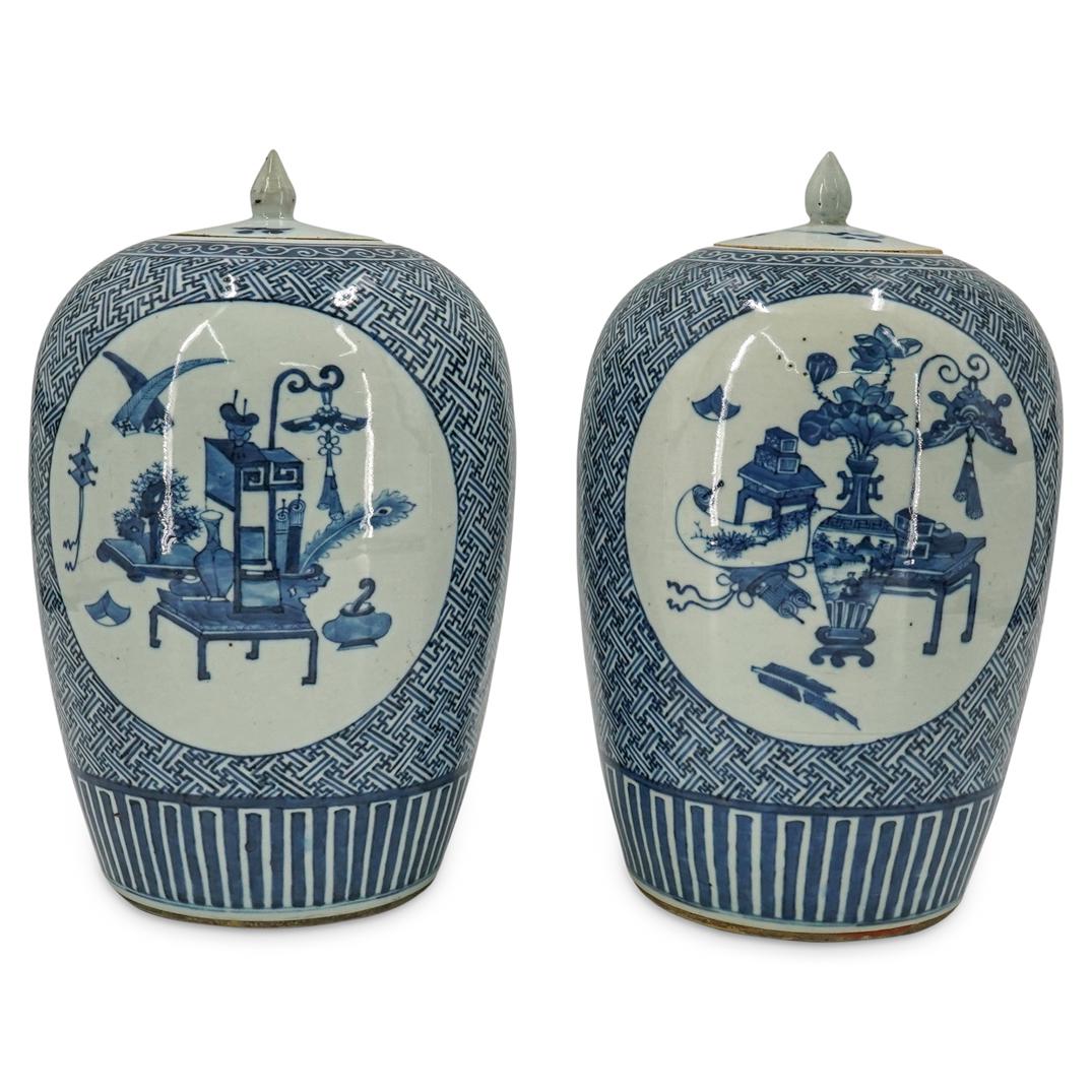 (2 Pc) Chinese Qing Dynasty Blue & White Porcelain (1 of 10)