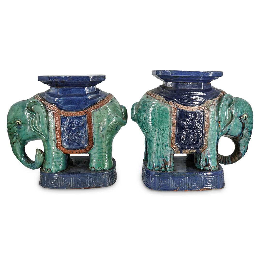 Pair of Chinese Terracotta Elephant Garden Stools (1 of 10)
