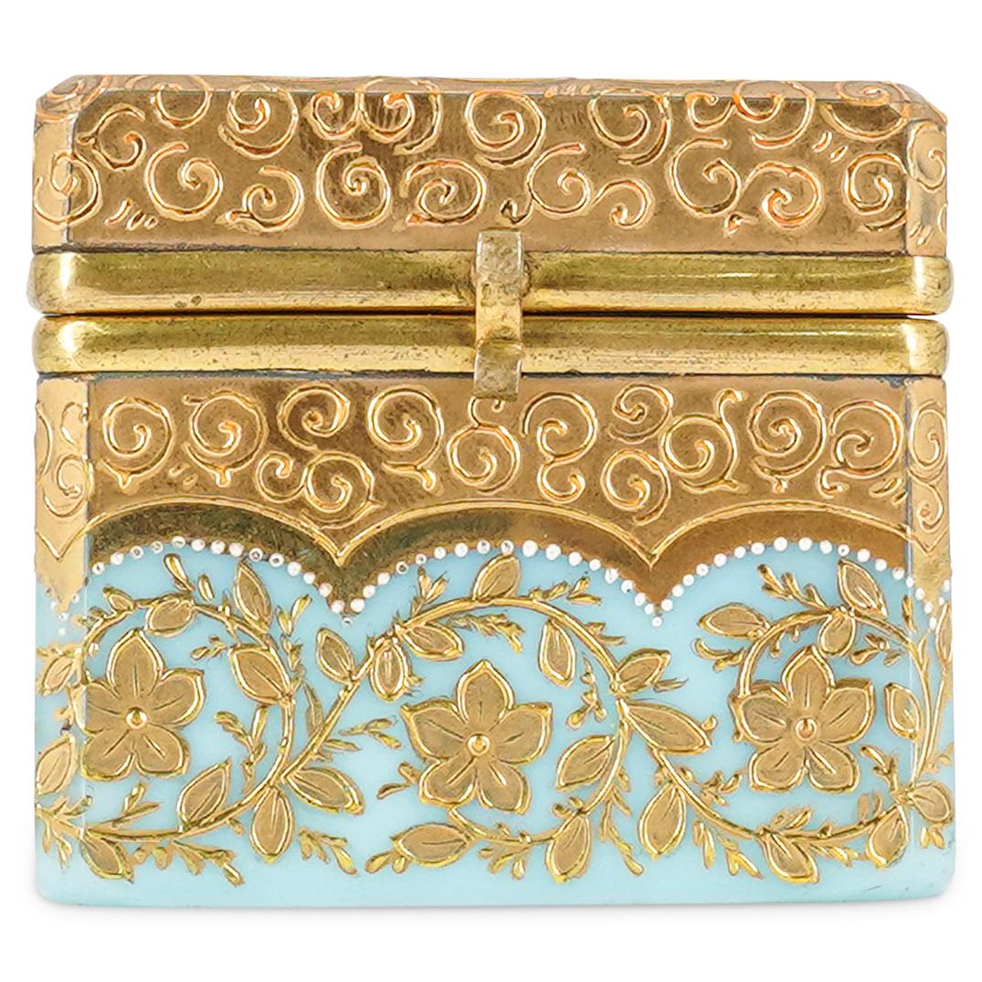 Antique Moser Opaline Gilded Glass Box (1 of 7)