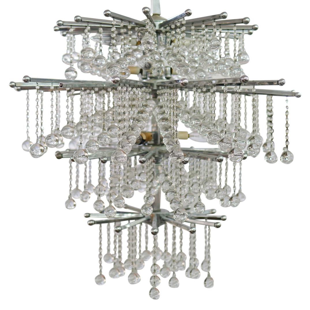 Mid Cent. Glass Drop Chandelier (1 of 5)