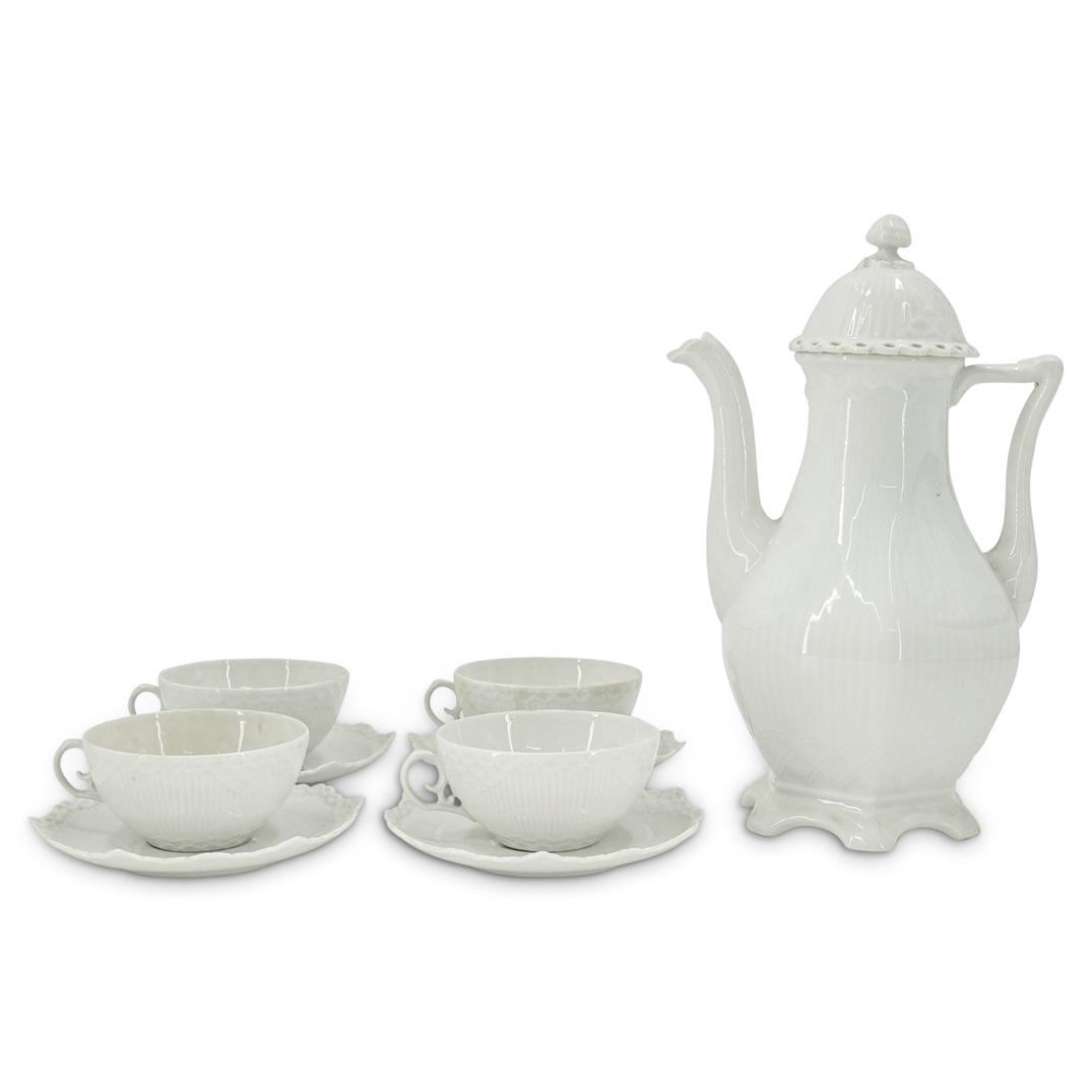 (5 Pc) Royal Copenhagen "White Full Lace" Tea Set (1 of 5)