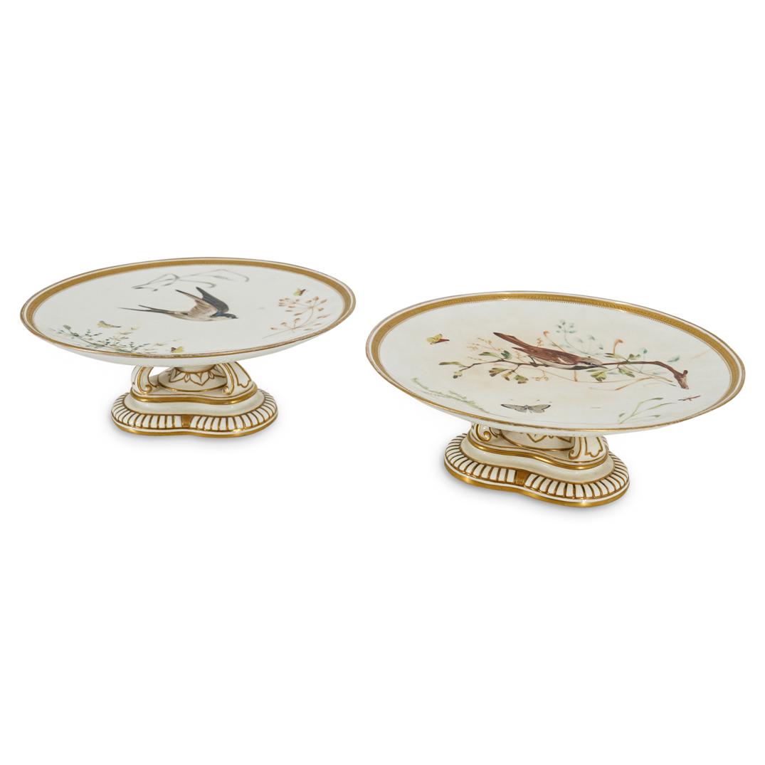 Pair of English Chinoiserie Porcelain Pedestal Plates (1 of 12)