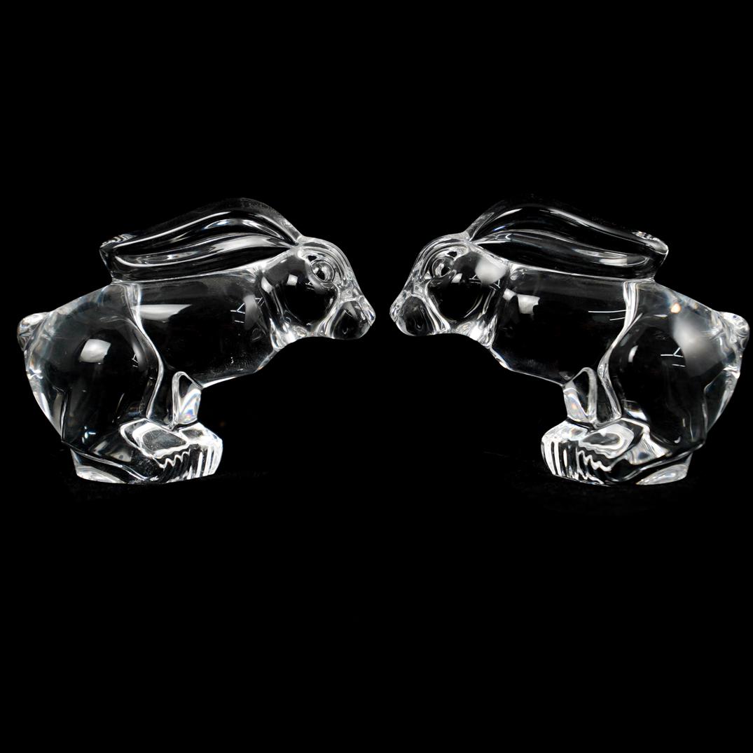 (2 Pc) Steuben Glass Hare Paperweights (1 of 3)
