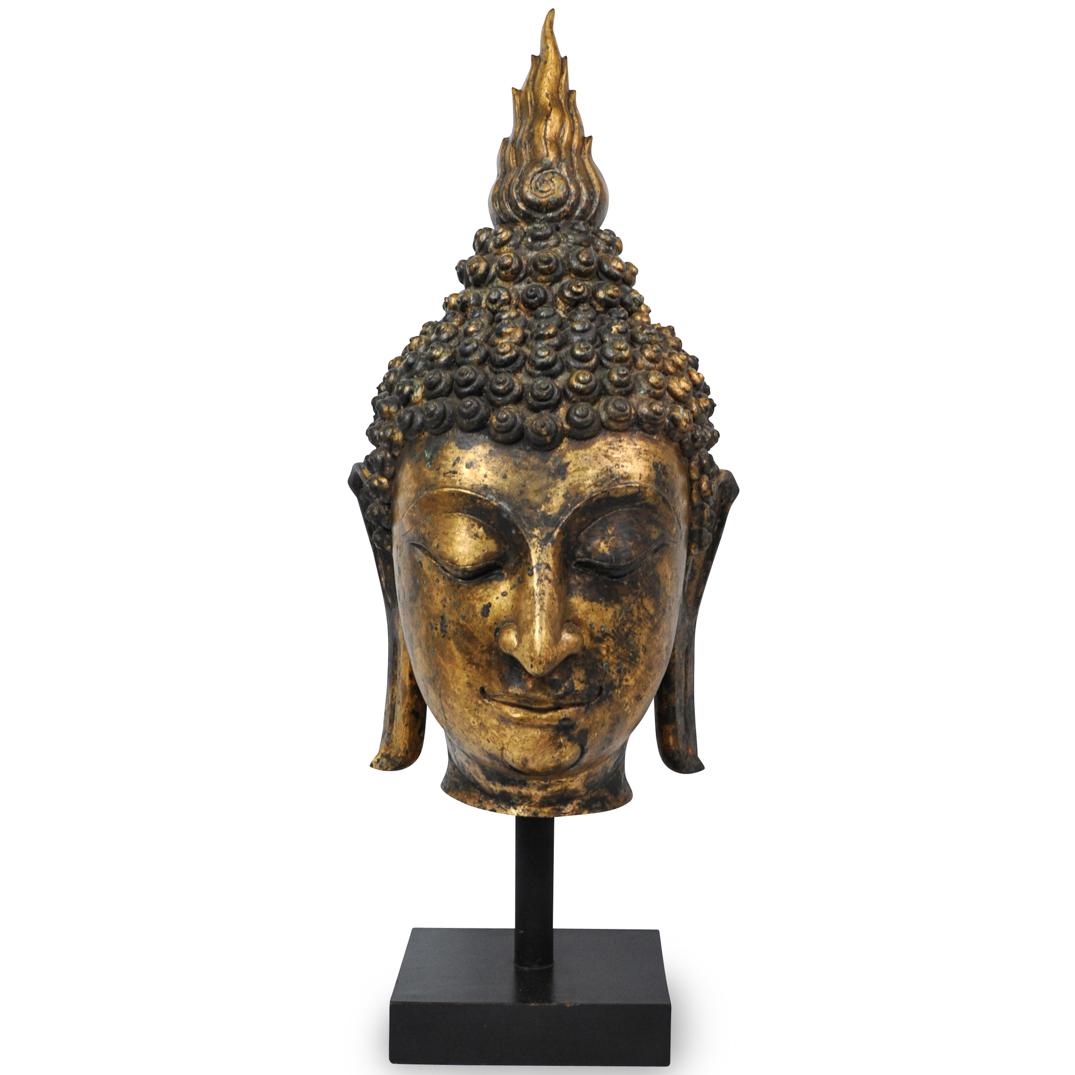 Monumental Gilt Bronze Thai Buddha Head Statue (1 of 5)