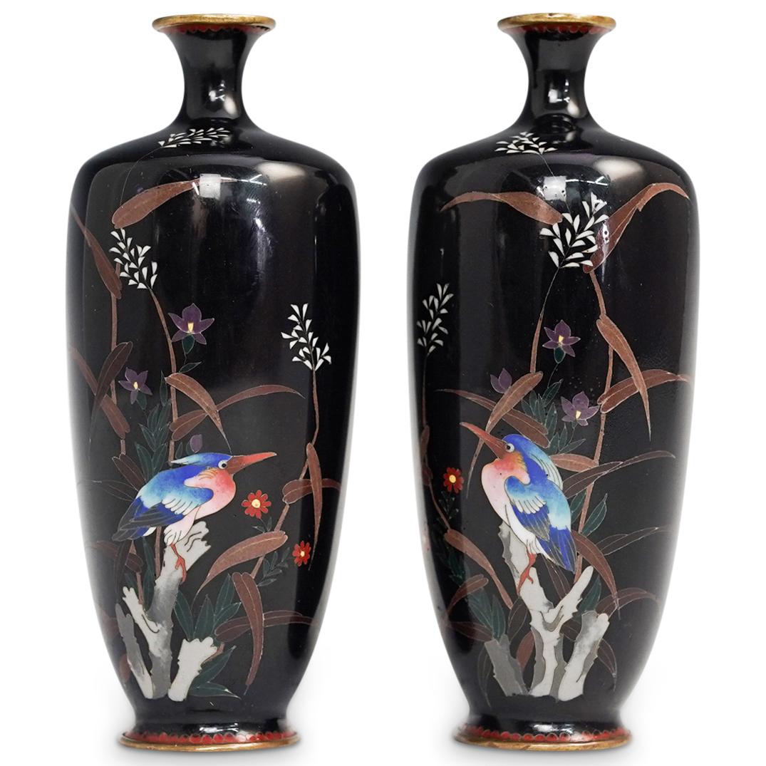 Pair of Mini Meiji Japanese Cloisonne Vases (1 of 5)