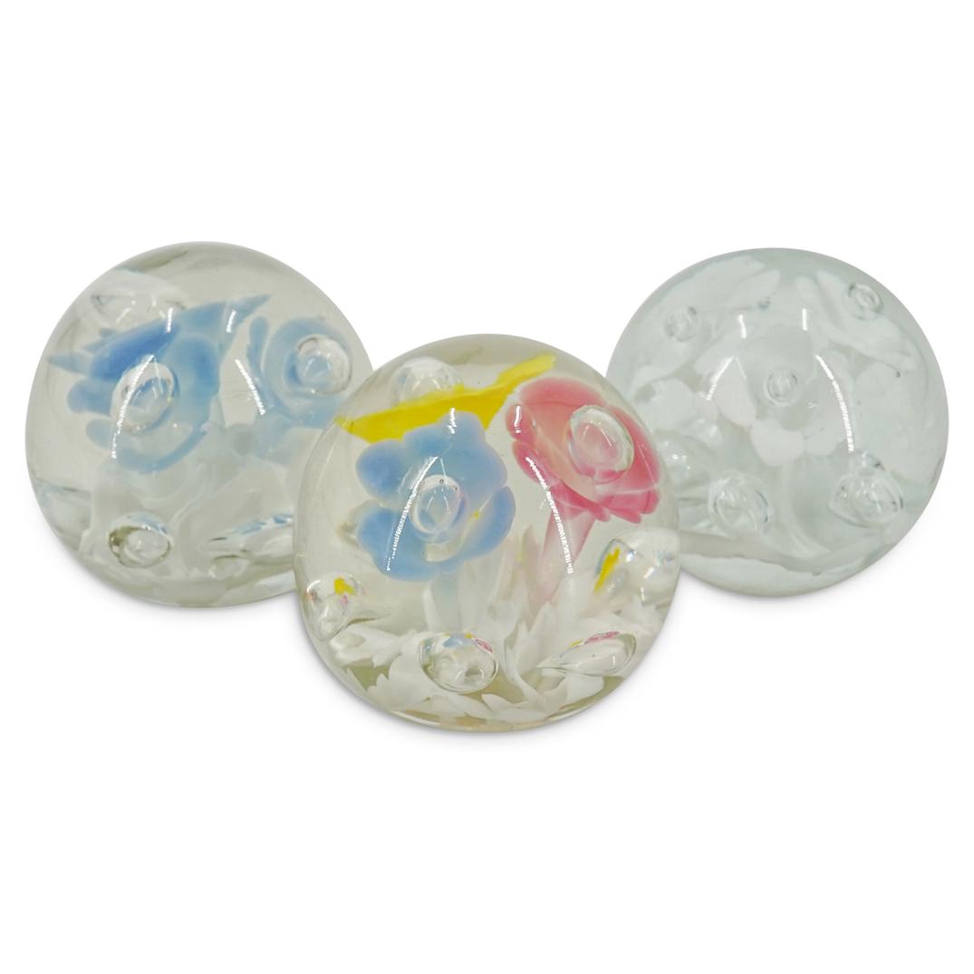 (3Pc) Botanical Art Glass Paperweights (1 of 4)