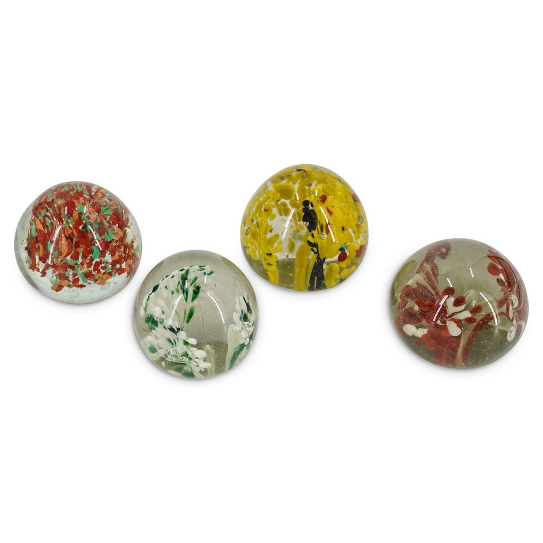 (4Pc) Botanical Art Glass Paperweights (1 of 5)