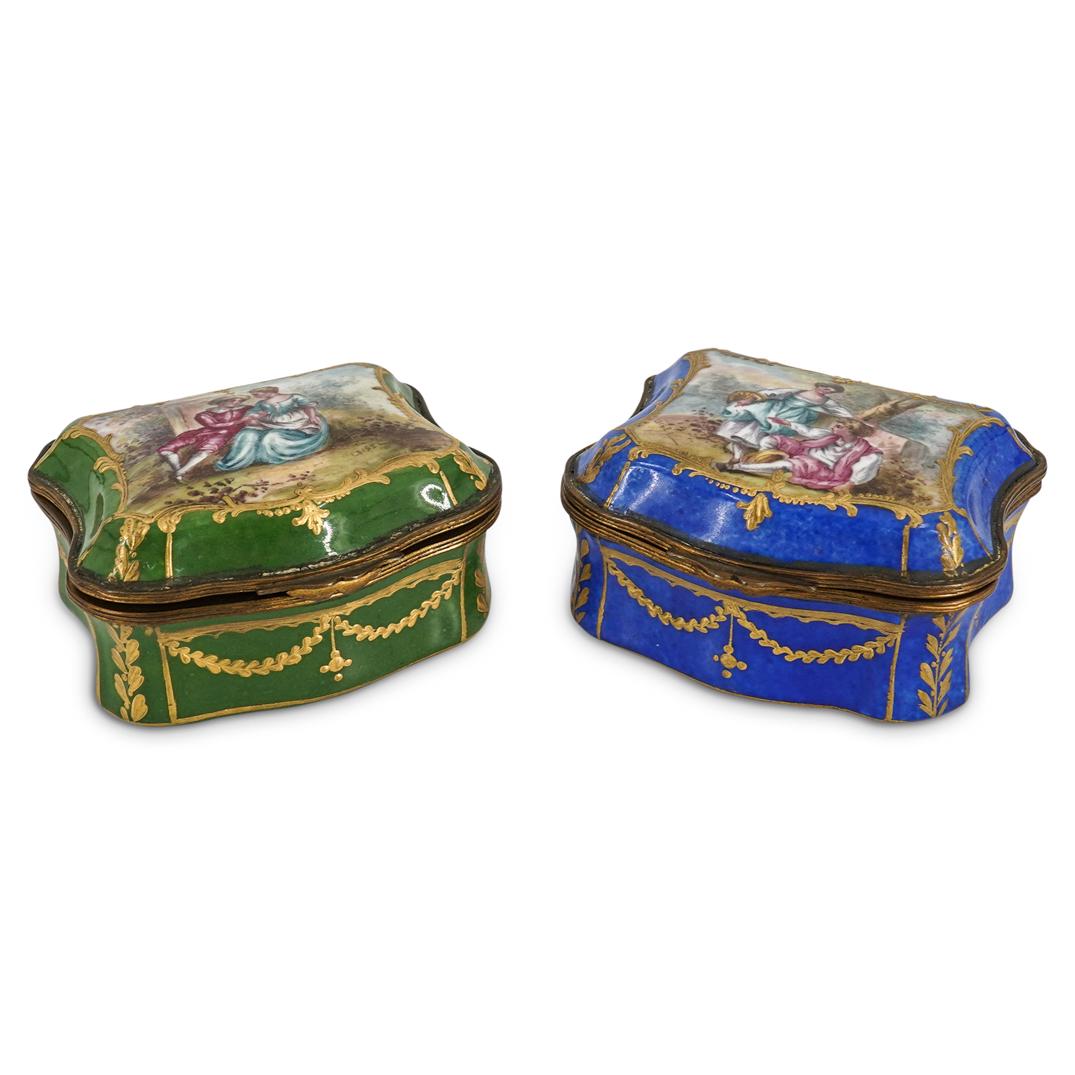(2 Pc) French Style Porcelain Trinket Boxes (1 of 6)