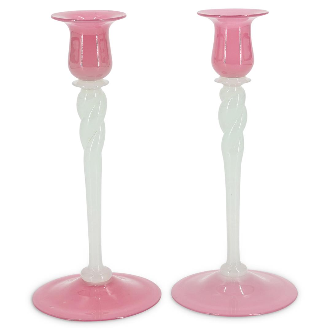 (2 pc) Steuben Ten-Inch Rosaline And Alabaster (1 of 8)