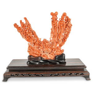 Fine Chinese Carved Coral Figural Immortal Group